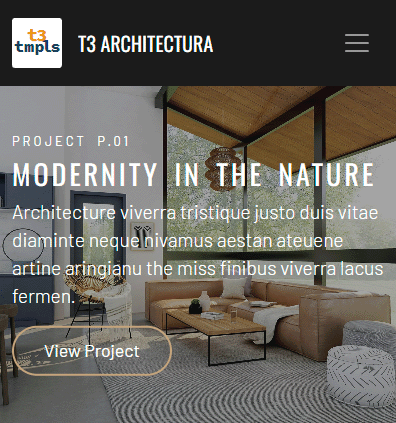 [Translate to English:] T3 Architectural - Homepage Design - Mobile - Above the fold