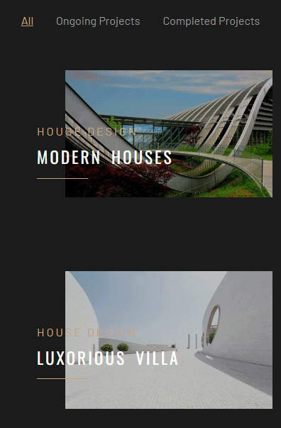 T3 Architectural - Homepage Design - Mobile - Project List