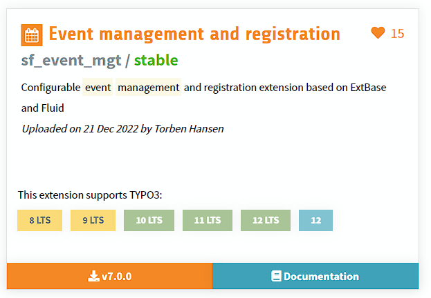 TYPO3 Erweiterung: Event Management and Registration