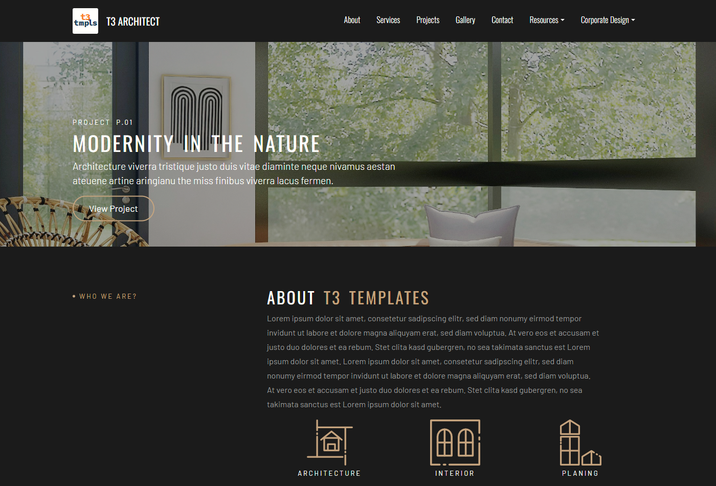 T3 Architectural - Homepage Design - Above the Fold